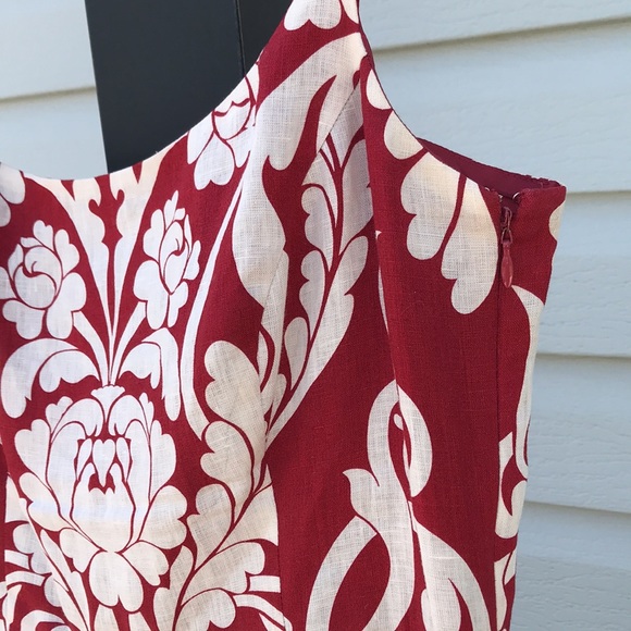 Stunning Ann Taylor petite dress size 6P. Linen blend red floral spaghetti strap - Picture 2 of 3